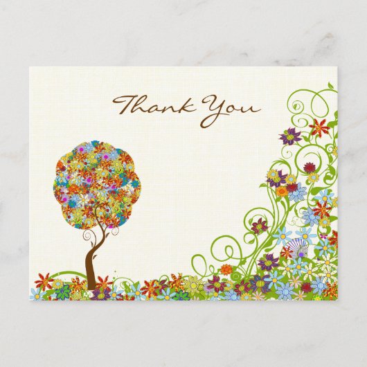 Patchwork Bloem Liefdesboom Bedankkaart Briefkaart (Voorkant)