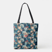Patchwork Bloemen & Geometrisch met Kersenbloesem Tote Bag (Achterkant)