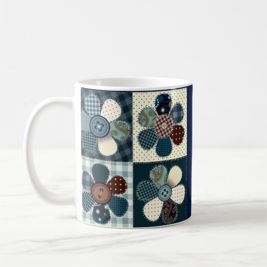 Patchwork Bloemen Gepersonaliseerd Koffiemok (Links)