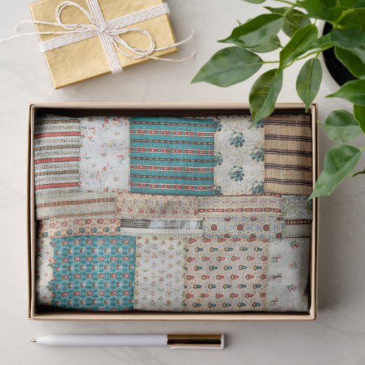 Patchwork Bloemen Quilt Decoupage Tissuepapier (Geschenk)