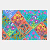 Patchwork bloemenboeket Inpakpapier Vel (Voorkant 3)