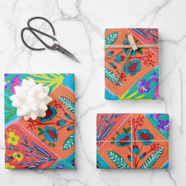 Patchwork bloemenboeket Inpakpapier Vel