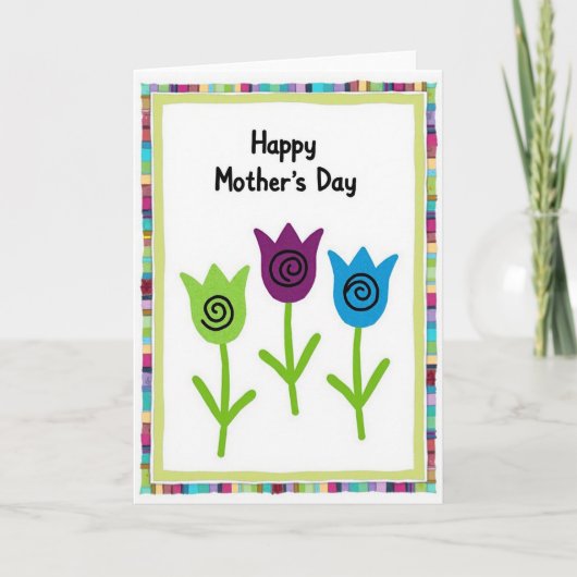 Patchwork Bloemige Lente Kaart (Voorkant)