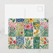 Patchwork Bloempatroon Mooie Prentbriefkaart Briefkaart (Voorkant / Achterkant)
