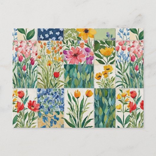 Patchwork Bloempatroon Mooie Prentbriefkaart Briefkaart (Voorkant)