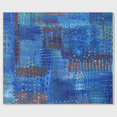 Patchwork Blue Indigo Sashiko Boro Art Cadeaupapier (Vlak)