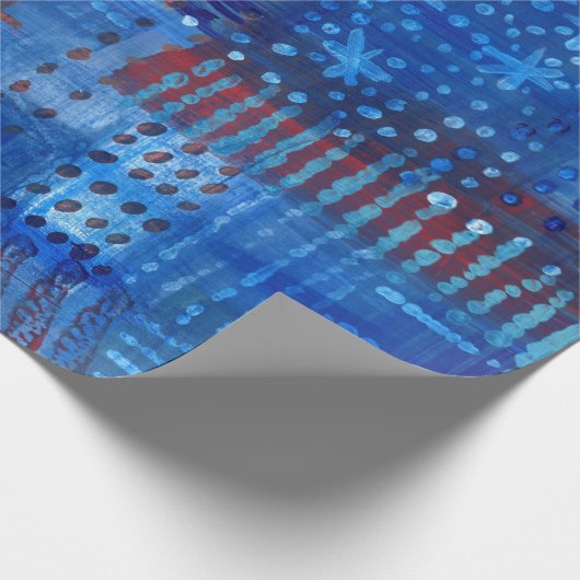 Patchwork Blue Indigo Sashiko Boro Art Cadeaupapier (Hoek)