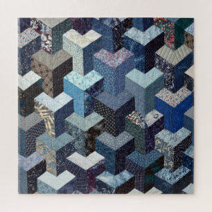 Patchwork blue quilt legpuzzel