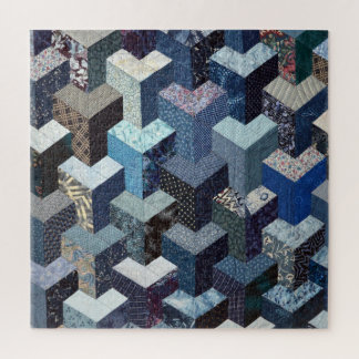 Patchwork blue quilt legpuzzel