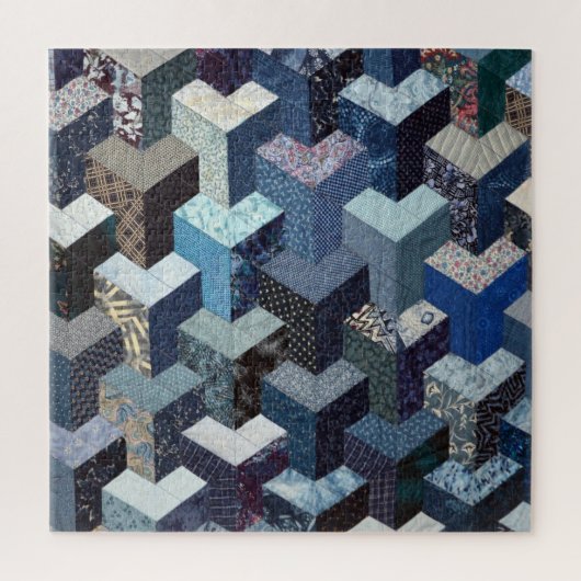 Patchwork blue quilt legpuzzel (Verticaal)