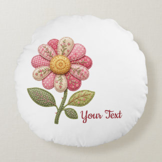 Patchwork Blume im Landhausstil Rond Kussen