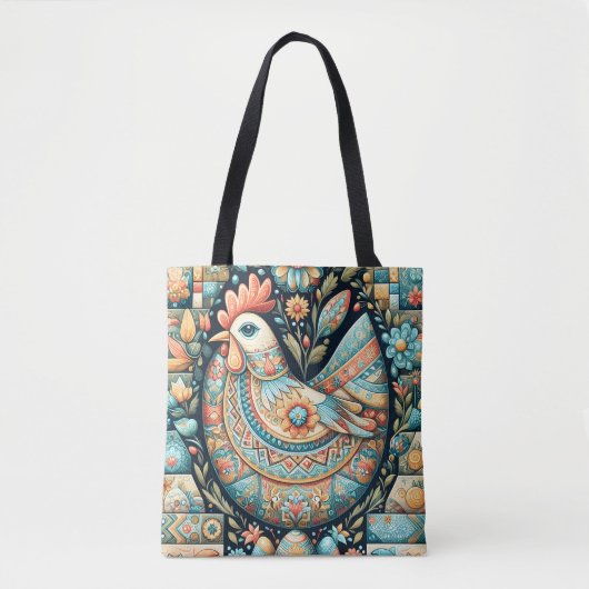 Patchwork Boho Russische volkskunst Alle blues Pas Tote Bag (Voorkant)