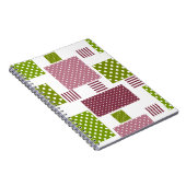 Patchwork bruin groen polka stippen witte achterka notitieboek (Rechterzijde)
