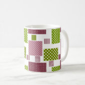 Patchwork bruin groene stippen witte achterkant koffiemok (Voorkant rechts)
