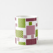 Patchwork bruin groene stippen witte achterkant koffiemok (Center)