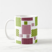 Patchwork bruin groene stippen witte achterkant koffiemok (Links)