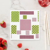 Patchwork bruin groene stippen witte achterkant servet (Insitu)