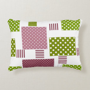 Patchwork bruine groene polka stippen witte rug accent kussen