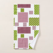 Patchwork bruine groene polka stippen witte rug bad handdoek (Handdoek)