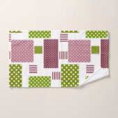 Patchwork bruine groene polka stippen witte rug bad handdoek (Handdoek)