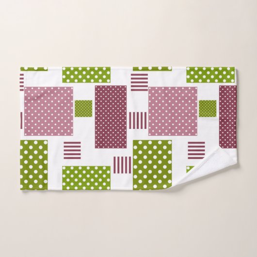 Patchwork bruine groene polka stippen witte rug bad handdoek (Handdoek)