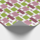 Patchwork bruine groene polka stippen witte rug cadeaupapier (Hoek)