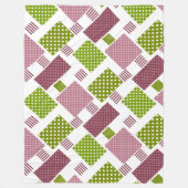 Patchwork bruine groene polka stippen witte rug fleece deken (Voorkant)