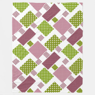 Patchwork bruine groene polka stippen witte rug fleece deken