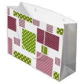 Patchwork bruine groene polka stippen witte rug groot cadeauzakje (Achterkant Gekanteld)