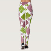 Patchwork bruine groene polka stippen witte rug leggings (Achterkant)