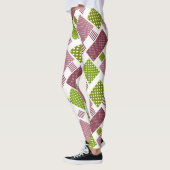Patchwork bruine groene polka stippen witte rug leggings (Links)