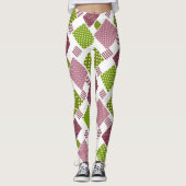 Patchwork bruine groene polka stippen witte rug leggings (Voorkant)