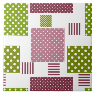 Patchwork bruine groene polka stippen witte rug tegeltje
