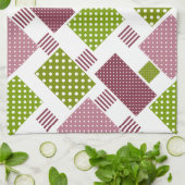 Patchwork bruine groene polka stippen witte rug theedoek (Gevouwen)