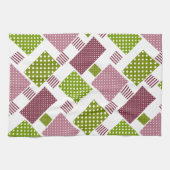 Patchwork bruine groene polka stippen witte rug theedoek (Horizontaal)