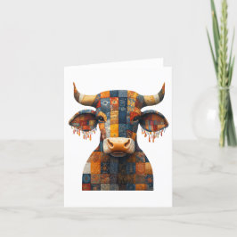 Patchwork Bull Groetjes Kaart