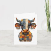 Patchwork Bull Groetjes Kaart (Voorkant)