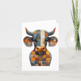Patchwork Bull Groetjes Kaart