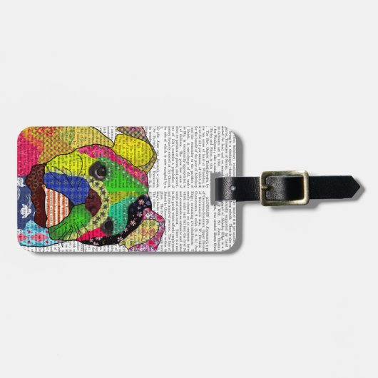 Patchwork Bulldog Bagagelabel (Voorkant horizontaal)