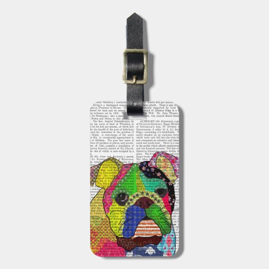 Patchwork Bulldog Bagagelabel (Voorkant verticaal)