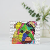 Patchwork Bulldog Briefkaart (Staand voorkant)