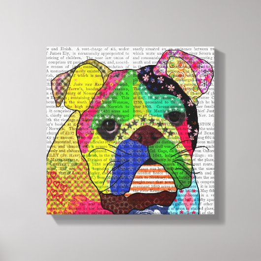Patchwork Bulldog Canvas Afdruk (Voorkant)