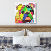 Patchwork Bulldog Canvas Afdruk (Insitu (Slaapkamer))