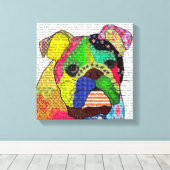 Patchwork Bulldog Canvas Afdruk (Insitu (Houten vloer))