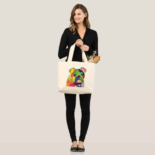 Patchwork Bulldog Grote Tote Bag (Voorkant (model))