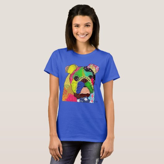 Patchwork Bulldog T-shirt (Voorkant volledig)