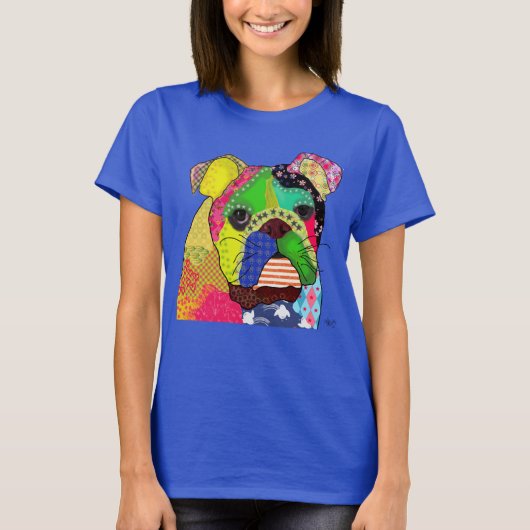 Patchwork Bulldog T-shirt (Voorkant)