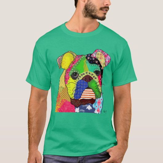 Patchwork Bulldog T-shirt (Voorkant)