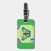 Patchwork Butterfly Pattern on Green Bagagelabel (Voorkant verticaal)