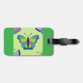 Patchwork Butterfly Pattern on Green Bagagelabel (Achterkant horizontaal)